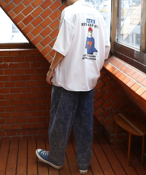 Red Cap Girl（レッドキャプガール）の「RedCapGirlバック刺繍ルーズ半袖シャツ（シャツ/ブラウス・メンズ・ホワイト/ブルー/ライトグレー/ブラック・LARGE/MEDIUM）」の15枚目の写真