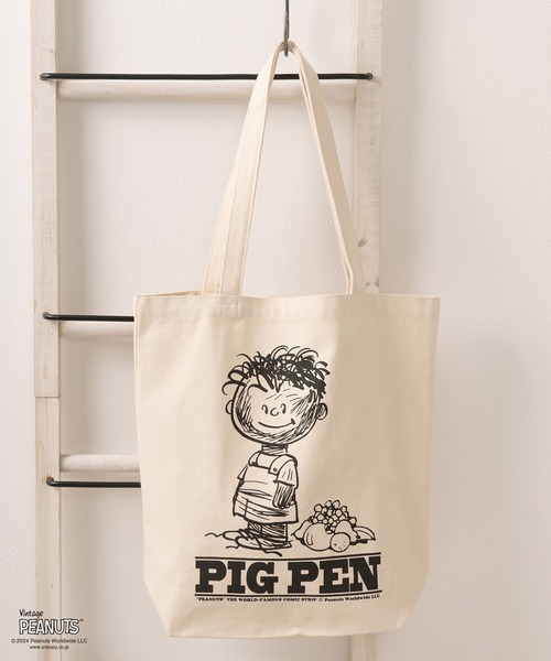 PEANUTS（ピーナッツ）の「【Fruit of the Loom/フルーツオブザルーム】PEANUTSコラボ キャラクター ヴィンテージイラスト＆ブランドネームデザイン コットントートバッグ/エコバッグ（トートバッグ・レディース・キナリ/ライトベージュ/アイボリー・FREE）」の3枚目の写真