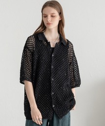 SELLE GLANT | SEQUINS MESH KNIT SHIRT/スパンコールメッシュニットシャツ(シャツ/ブラウス)