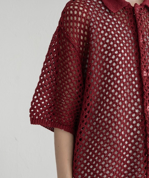 SELLE GLANT（セレグランテ）の「SEQUINS MESH KNIT SHIRT/スパンコールメッシュニットシャツ（シャツ/ブラウス・メンズ・ブラック/ボルドー・SMALL/MEDIUM/LARGE）」の9枚目の写真