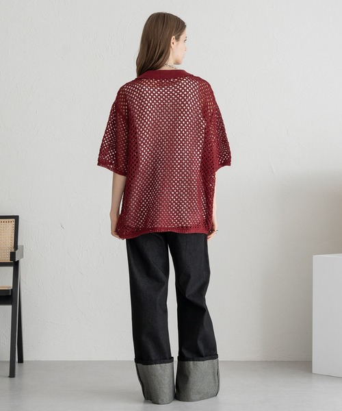 SELLE GLANT（セレグランテ）の「SEQUINS MESH KNIT SHIRT/スパンコールメッシュニットシャツ（シャツ/ブラウス・メンズ・ブラック/ボルドー・SMALL/MEDIUM/LARGE）」の13枚目の写真