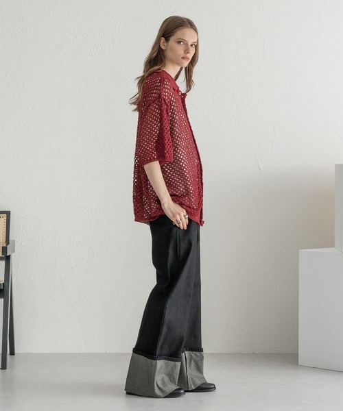 SELLE GLANT（セレグランテ）の「SEQUINS MESH KNIT SHIRT/スパンコールメッシュニットシャツ（シャツ/ブラウス・メンズ・ブラック/ボルドー・SMALL/MEDIUM/LARGE）」の12枚目の写真