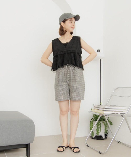 flower(フラワー)の「ギンガムハーフパンツ(その他パンツ・レディース・ブラック/ベージュ・FREE)」の20枚目の写真