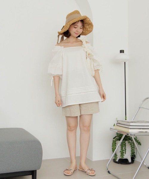 flower(フラワー)の「ギンガムハーフパンツ(その他パンツ・レディース・ブラック/ベージュ・FREE)」の16枚目の写真