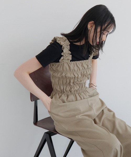 LIAN（リアン）の「フリルオールインワン（つなぎ/オールインワン・レディース・ベージュ/アイボリー/ブラック・FREE）」の8枚目の写真
