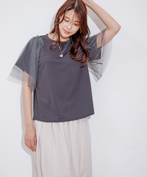 Jayro（ジャイロ）の「ジャジーチュールスリーブプルオーバー（Tシャツ/カットソー・レディース・ライトグレー/チャコールグレー/ブルー系その他6/ホワイト系その他・FREE）」の5枚目の写真