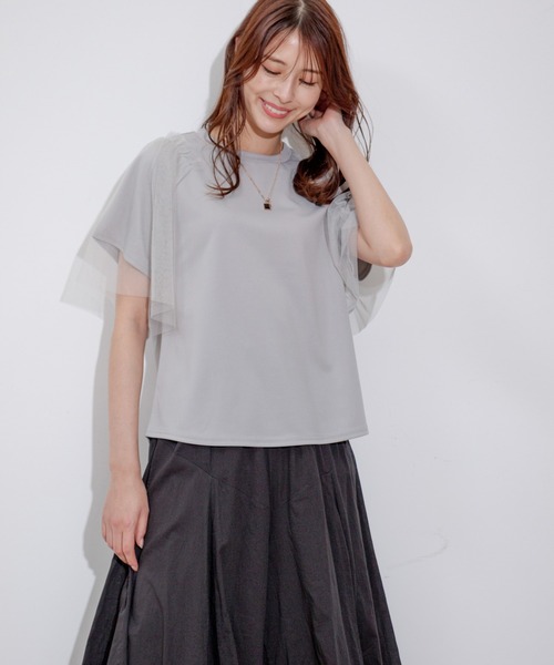Jayro（ジャイロ）の「ジャジーチュールスリーブプルオーバー（Tシャツ/カットソー・レディース・ライトグレー/チャコールグレー/ブルー系その他6/ホワイト系その他・FREE）」の13枚目の写真