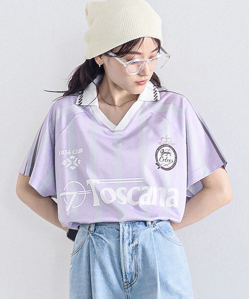 RAGEBLUE（レイジブルー）の「サイドライン/ユニフォームデザインゲームシャツ（Tシャツ/カットソー・レディース・ライトブルー/ライトグレー/ライトピンク・FREE）」の18枚目の写真