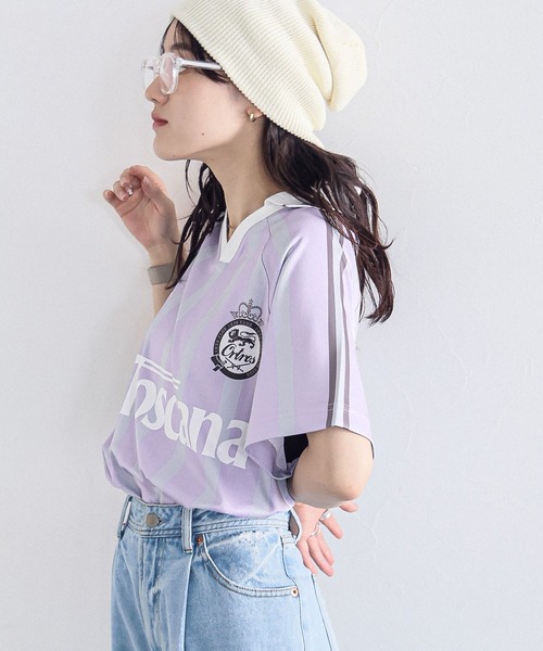 RAGEBLUE（レイジブルー）の「サイドライン/ユニフォームデザインゲームシャツ（Tシャツ/カットソー・レディース・ライトブルー/ライトグレー/ライトピンク・FREE）」の19枚目の写真