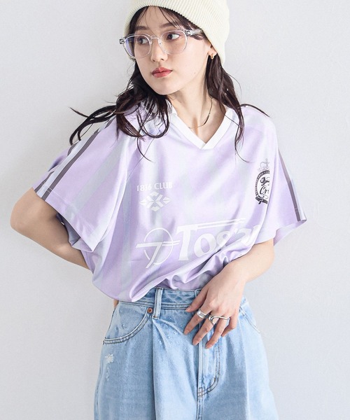 RAGEBLUE（レイジブルー）の「サイドライン/ユニフォームデザインゲームシャツ（Tシャツ/カットソー・レディース・ライトブルー/ライトグレー/ライトピンク・FREE）」の20枚目の写真