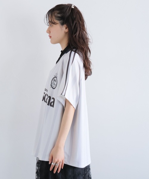 RAGEBLUE（レイジブルー）の「サイドライン/ユニフォームデザインゲームシャツ（Tシャツ/カットソー・レディース・ライトブルー/ライトグレー/ライトピンク・FREE）」の21枚目の写真