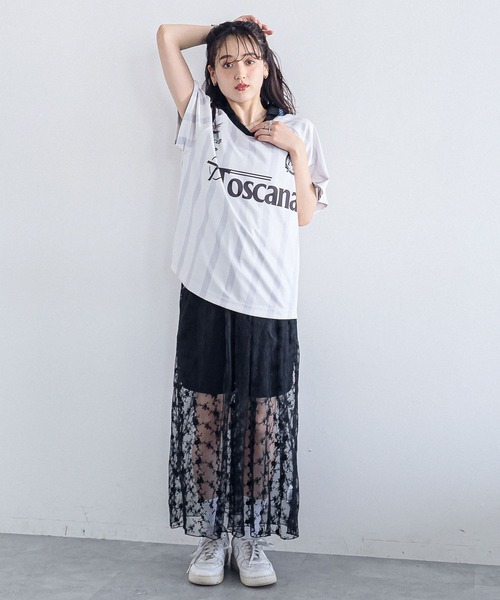 RAGEBLUE（レイジブルー）の「サイドライン/ユニフォームデザインゲームシャツ（Tシャツ/カットソー・レディース・ライトブルー/ライトグレー/ライトピンク・FREE）」の4枚目の写真