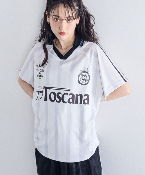 RAGEBLUE（レイジブルー）の「サイドライン/ユニフォームデザインゲームシャツ（Tシャツ/カットソー・レディース・ライトブルー/ライトグレー/ライトピンク・FREE）」の8枚目の写真