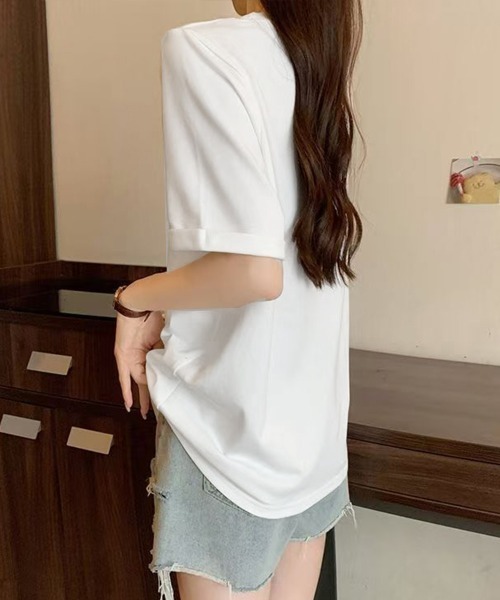 Miniministore(ミニミニストア)の「ロゴtシャツ 半袖 サマートップス韓国風(Tシャツ/カットソー・レディース・ブラック/ホワイト・FREE)」の11枚目の写真