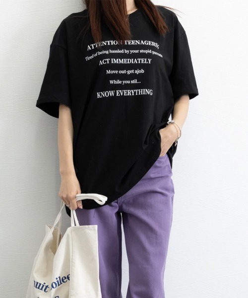 Miniministore(ミニミニストア)の「ロゴtシャツ 半袖 サマートップス韓国風(Tシャツ/カットソー・レディース・ブラック/ホワイト・FREE)」の14枚目の写真
