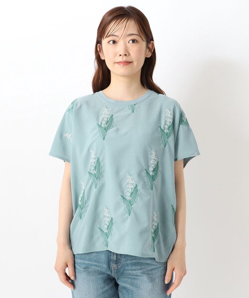 one'sterrace(ワンズテラス)の「刺繍フレンチスリーブプルオーバー スズラン(Tシャツ/カットソー・レディース・アイボリー系8/ブルー系その他7・00)」の14枚目の写真