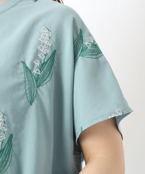 one'sterrace(ワンズテラス)の「刺繍フレンチスリーブプルオーバー スズラン(Tシャツ/カットソー・レディース・アイボリー系8/ブルー系その他7・00)」の10枚目の写真