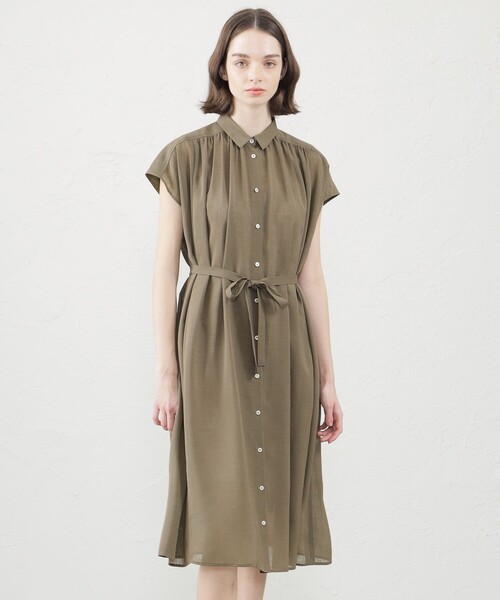 MACKINTOSH PHILOSOPHY(マッキントッシュ フィロソフィー)の「ドライタッチフレンチスリーブワンピース(ワンピース・レディース・ブラック/カーキ・38/36)」の1枚目の写真