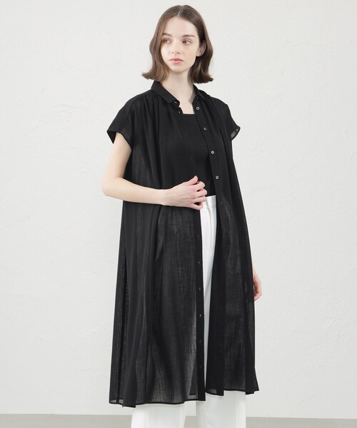 MACKINTOSH PHILOSOPHY(マッキントッシュ フィロソフィー)の「ドライタッチフレンチスリーブワンピース(ワンピース・レディース・ブラック/カーキ・38/36)」の2枚目の写真
