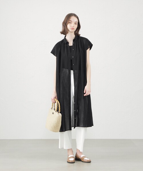 MACKINTOSH PHILOSOPHY(マッキントッシュ フィロソフィー)の「ドライタッチフレンチスリーブワンピース(ワンピース・レディース・ブラック/カーキ・38/36)」の3枚目の写真