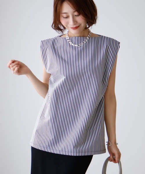 ストライプ効果コンパクトに魅せる綺麗トップス（Tシャツ/カットソー）｜Ehre style（エーレスタイル）