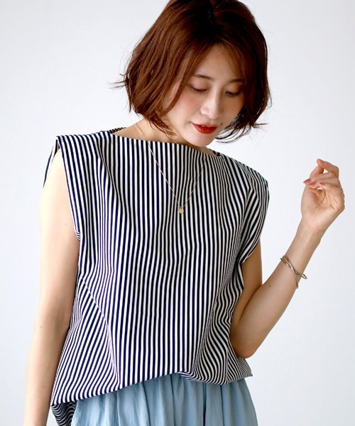 ストライプ効果コンパクトに魅せる綺麗トップス（Tシャツ/カットソー）｜Ehre style（エーレスタイル）