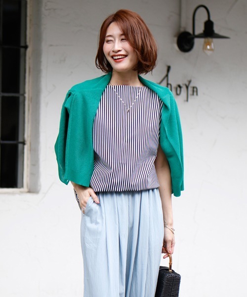 ストライプ効果コンパクトに魅せる綺麗トップス（Tシャツ/カットソー）｜Ehre style（エーレスタイル）