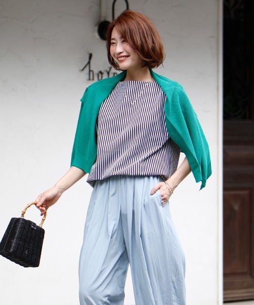 ストライプ効果コンパクトに魅せる綺麗トップス（Tシャツ/カットソー）｜Ehre style（エーレスタイル）