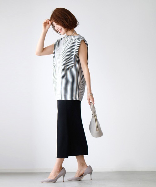 ストライプ効果コンパクトに魅せる綺麗トップス（Tシャツ/カットソー）｜Ehre style（エーレスタイル）