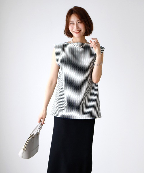 ストライプ効果コンパクトに魅せる綺麗トップス（Tシャツ/カットソー）｜Ehre style（エーレスタイル）