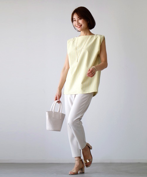 ストライプ効果コンパクトに魅せる綺麗トップス（Tシャツ/カットソー）｜Ehre style（エーレスタイル）