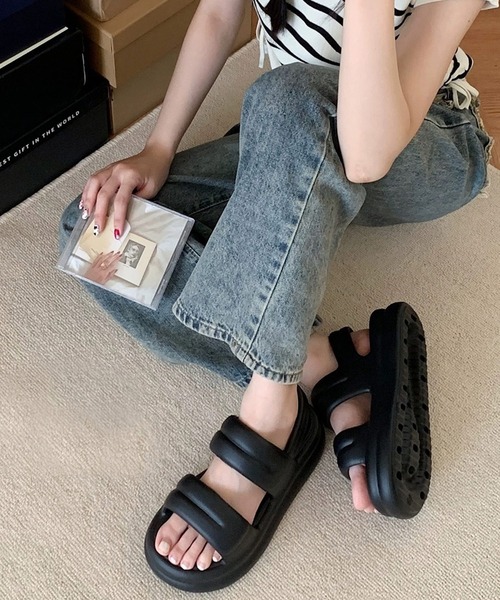shopnikoniko(ショップニコニコ)の「厚底スポーツサンダル ボリュームソール スポサン EVA素材(サンダル・レディース・ホワイト/ベージュ/ブラック・S/M/L)」の17枚目の写真
