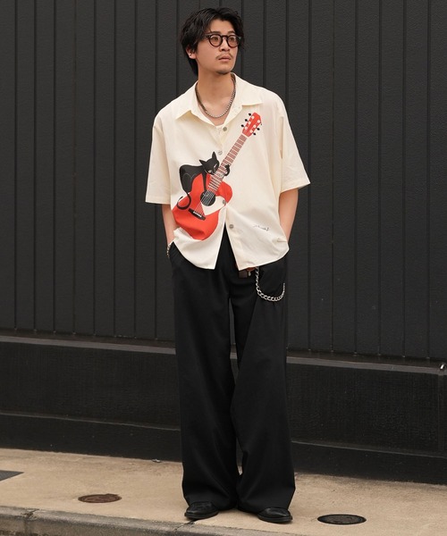 INTERPLAY(インタープレイ)の「【INTERPLAY x TAKERU】アコースティック ニャー 開襟シャツ (ユニセックス)(シャツ/ブラウス・メンズ・ホワイト/ピンク・FREE)」の10枚目の写真