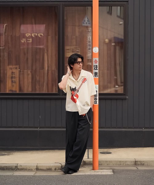 INTERPLAY(インタープレイ)の「【INTERPLAY x TAKERU】アコースティック ニャー 開襟シャツ (ユニセックス)(シャツ/ブラウス・メンズ・ホワイト/ピンク・FREE)」の6枚目の写真