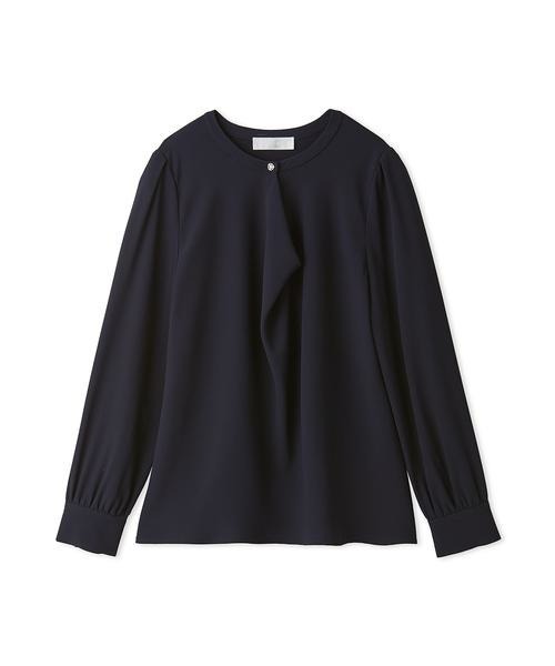 ビジュー釦ドレープブラウス