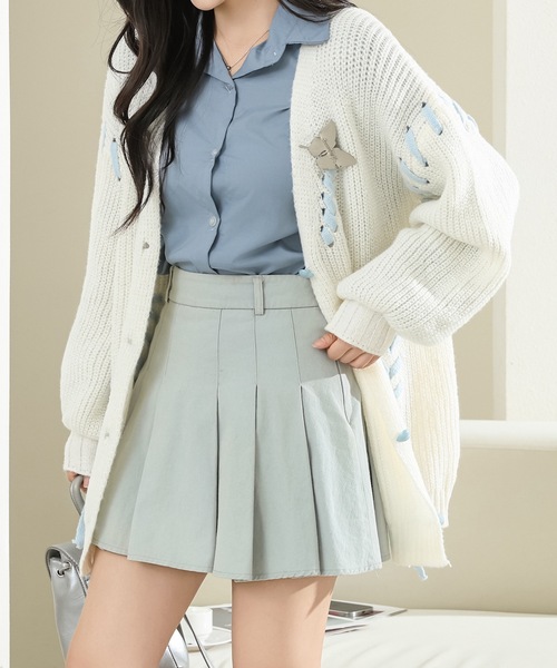 Lace Ladies（レースレディース）の「ビッグシルエット 配色 レースアップ 長袖 ニット カーディガン（カーディガン/ボレロ・レディース・アイボリー/ブラック・FREE）」の9枚目の写真