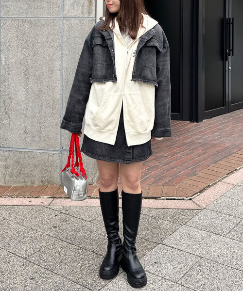 CIAOPANIC(チャオパニック)の「【リバイバル】マルチウェイデニムオーバージャケット(デニムジャケット・レディース・ブラック/ベージュ/ブルー・ONE SIZE)」の7枚目の写真