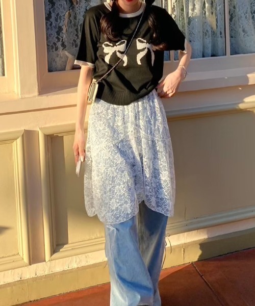 Drawer ネイビー レースラップスカート Drawer ネイビー レースラップスカート