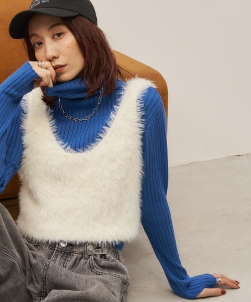 Auntie Rosa Holiday（アンティローザホリデー）の「フィンガーホールリブニットタートル（ニット/セーター・レディース・ブラウン/イエロー/オレンジ/チャコールグレー/ブルー/アイボリー/ブラック・FREE）」の5枚目の写真