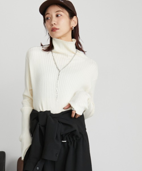 Auntie Rosa Holiday（アンティローザホリデー）の「フィンガーホールリブニットタートル（ニット/セーター・レディース・ブラウン/イエロー/オレンジ/チャコールグレー/ブルー/アイボリー/ブラック・FREE）」の16枚目の写真