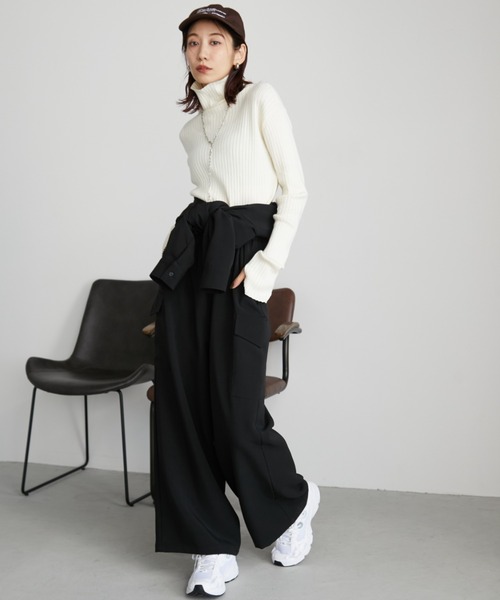 Auntie Rosa Holiday（アンティローザホリデー）の「フィンガーホールリブニットタートル（ニット/セーター・レディース・ブラウン/イエロー/オレンジ/チャコールグレー/ブルー/アイボリー/ブラック・FREE）」の22枚目の写真