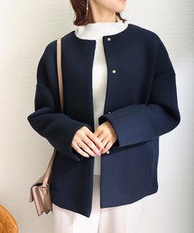 ダイバー素材ノーカラージャケット