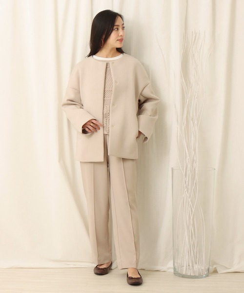 libelle more(リベル モア)の「ダイバー素材ノーカラージャケット(ノーカラージャケット・レディース・ネイビー/杢グレー/ベージュ・M)」の20枚目の写真