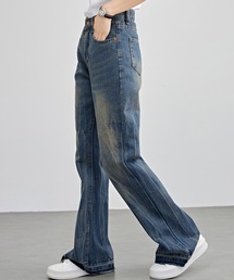 ヴィンテージ風 ハイウエスト フレア デニム パンツ