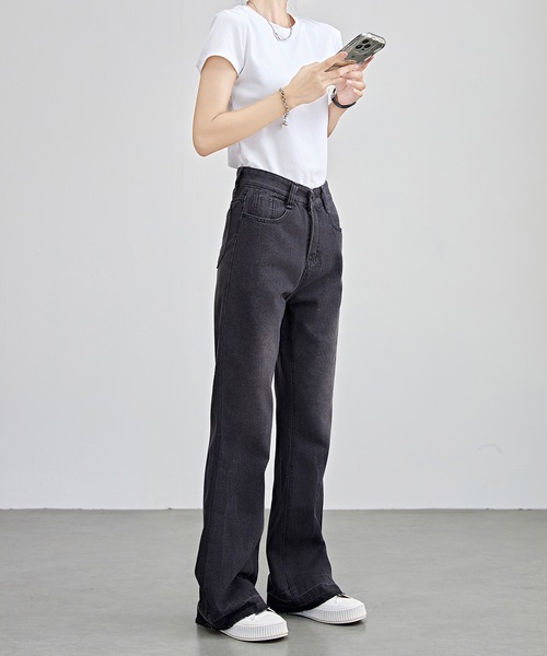 Lace Ladies(レースレディース)の「ヴィンテージ風 ハイウエスト フレア デニム パンツ(デニムパンツ・レディース・ブラック/ネイビー・XS/S/M/L/XL)」の6枚目の写真