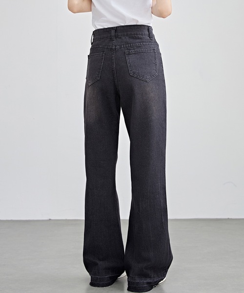 Lace Ladies(レースレディース)の「ヴィンテージ風 ハイウエスト フレア デニム パンツ(デニムパンツ・レディース・ブラック/ネイビー・XS/S/M/L/XL)」の7枚目の写真