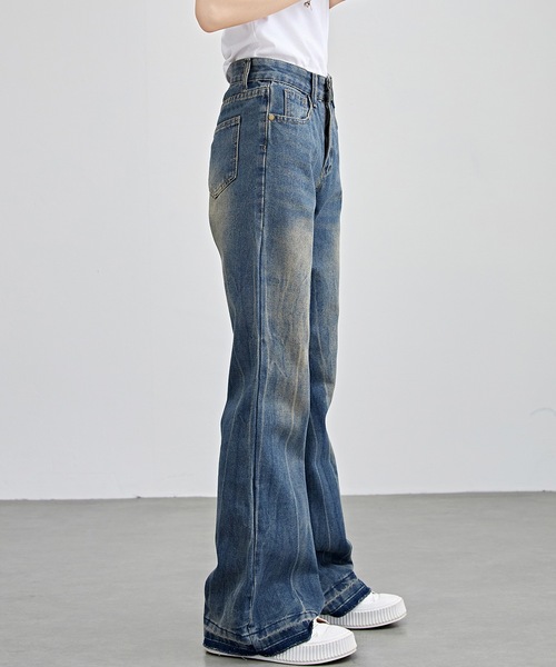 Lace Ladies(レースレディース)の「ヴィンテージ風 ハイウエスト フレア デニム パンツ(デニムパンツ・レディース・ブラック/ネイビー・XS/S/M/L/XL)」の9枚目の写真