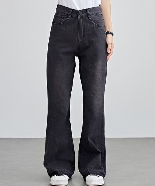 Lace Ladies(レースレディース)の「ヴィンテージ風 ハイウエスト フレア デニム パンツ(デニムパンツ・レディース・ブラック/ネイビー・XS/S/M/L/XL)」の13枚目の写真