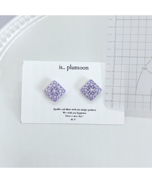 tone(トーン)の「【plumoon】タイル模様ピアス(MA)(ピアス(両耳用)・レディース・パープル・FREE)」の4枚目の写真