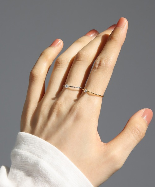 abaskdesign(アバスクデザイン)の「金属アレルギー対応 キュービックジルコニア カットリング(リング・レディース・ゴールド/シルバー・14号/12号)」の4枚目の写真